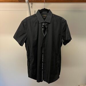 Zara Man Short Sleeve Button Down, Black